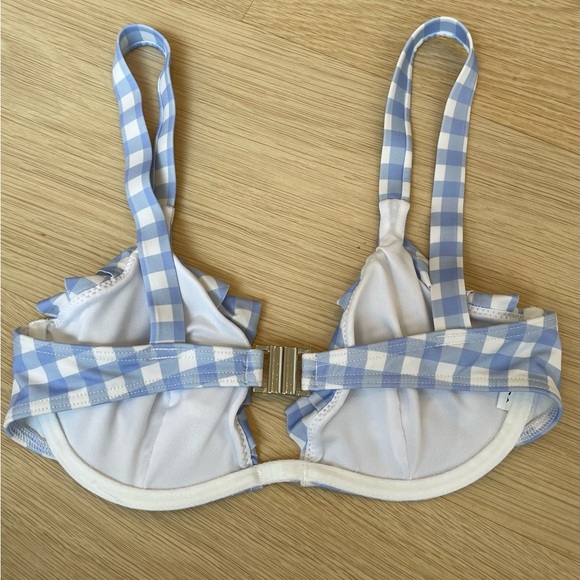 Ephemera Sky Gingham Tiered Bikini Top sz US 4 NWOT - Picture 3 of 5